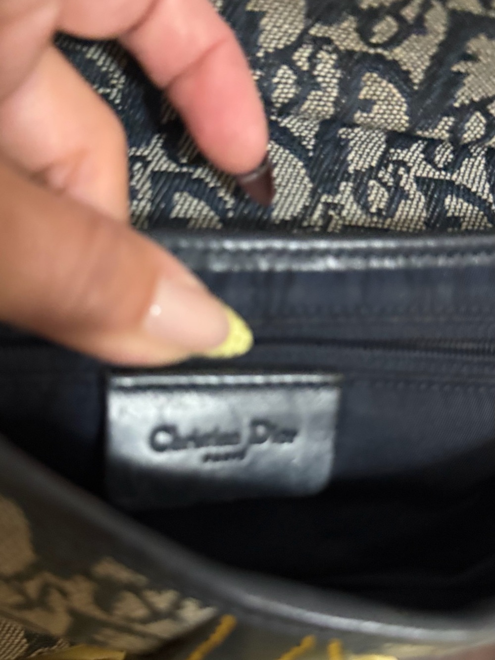 Dior Blue and Cream Saddle Bag with Gold D Charm - Picture 5 of 6